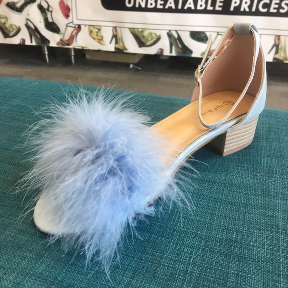 light blue fluffy heels